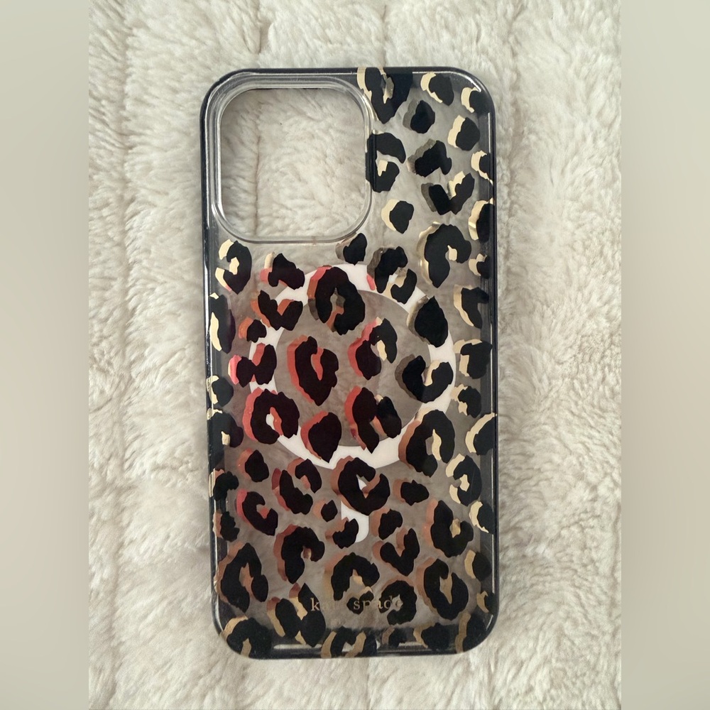 Kate Spade Leopard Print Phone Case - Black, Gold, and Red